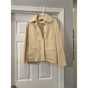 J. Crew‎ Ivory Double Breasted Blazer Jacket Pockets Business Career Size 6